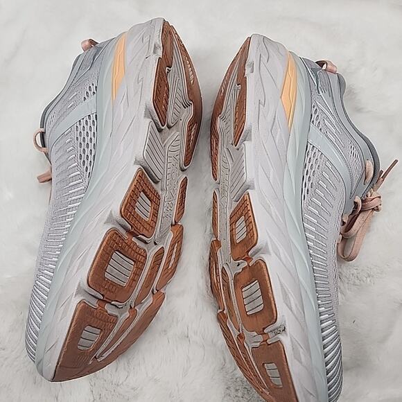 Hoka One Bondi 7 WIDE Running Womens Size 10.5 1110531-HMSH Grey Pink - Picture 9 of 12